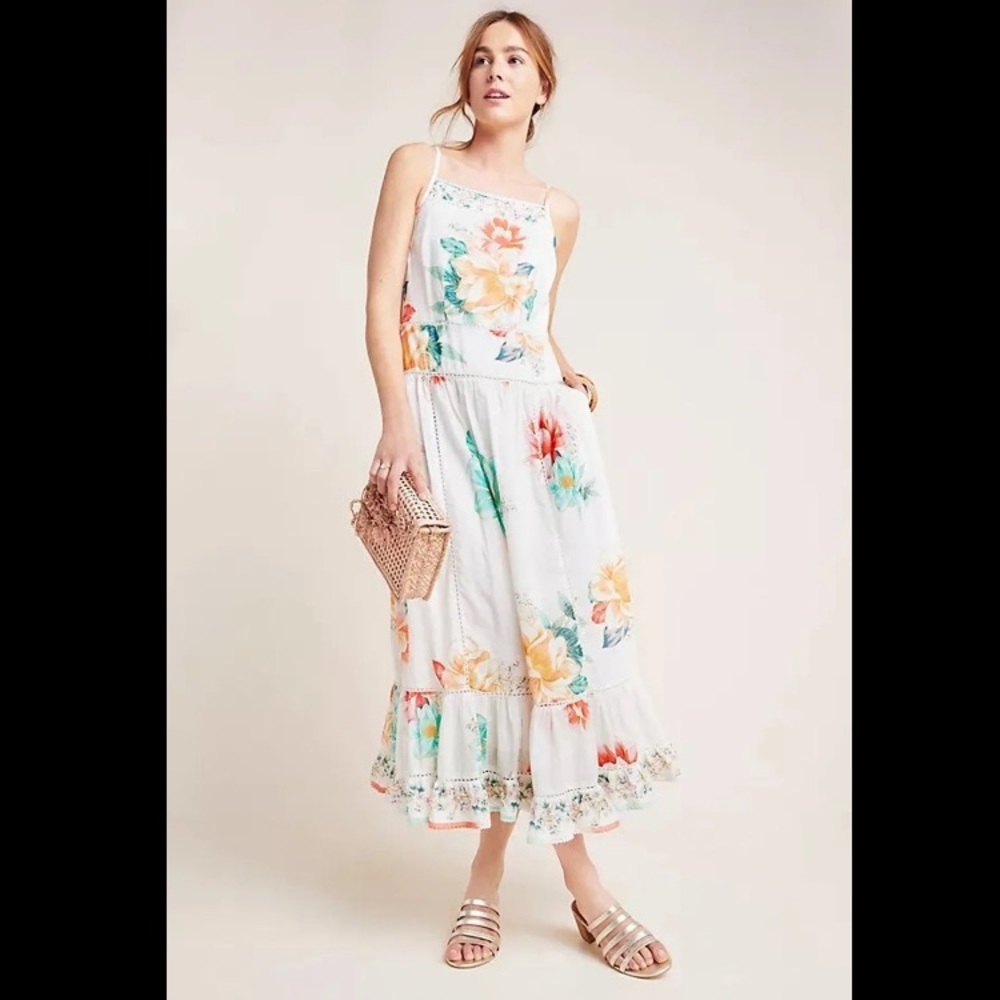 NWT ANTHROPOLOGIE Farm Rio Lantanas Maxi Dress